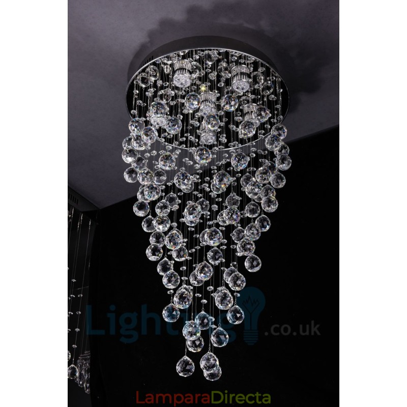 Lámpara de techo empotrada redonda de cristal K9 moderna de 6 luces