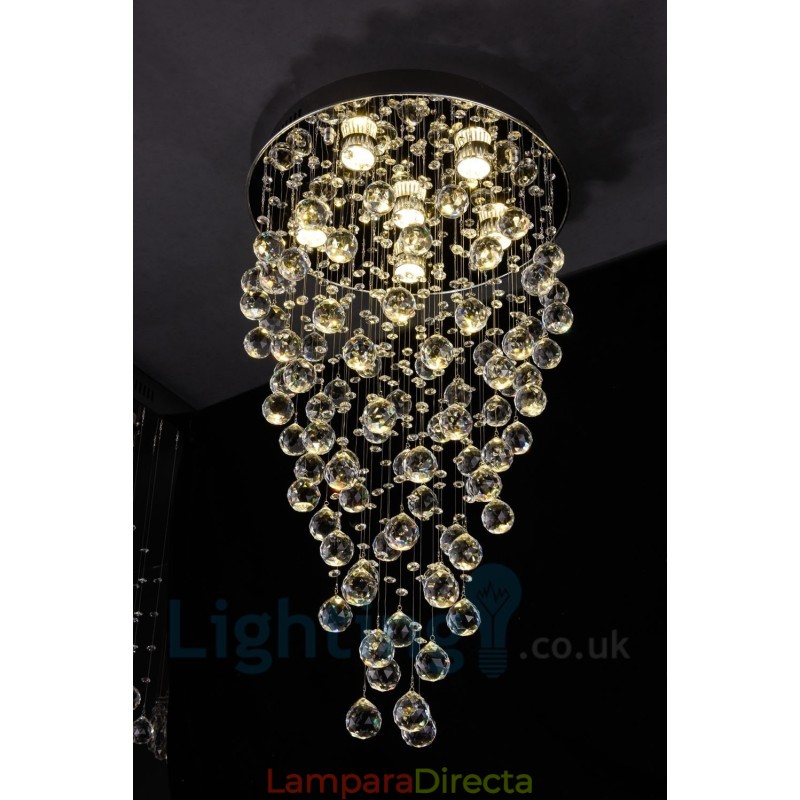 Lámpara de techo empotrada redonda de cristal K9 moderna de 6 luces