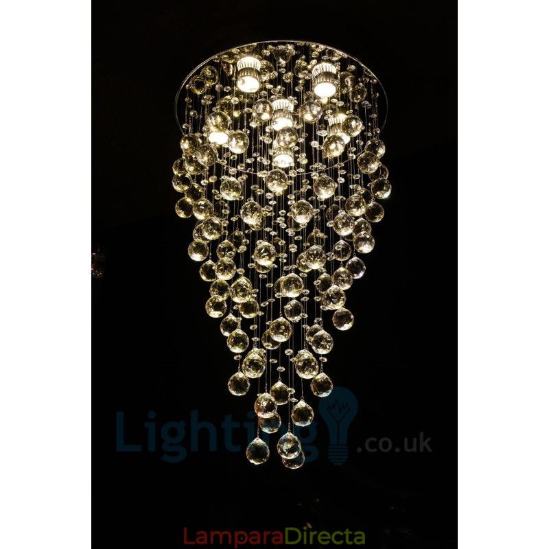 Lámpara de techo empotrada redonda de cristal K9 moderna de 6 luces