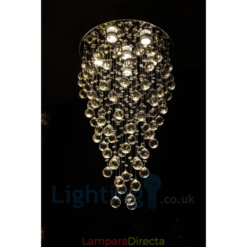 Lámpara de techo empotrada redonda de cristal K9 moderna de 6 luces
