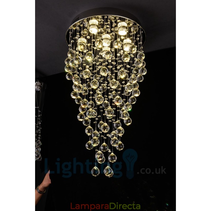 Lámpara de techo empotrada redonda de cristal K9 moderna de 6 luces
