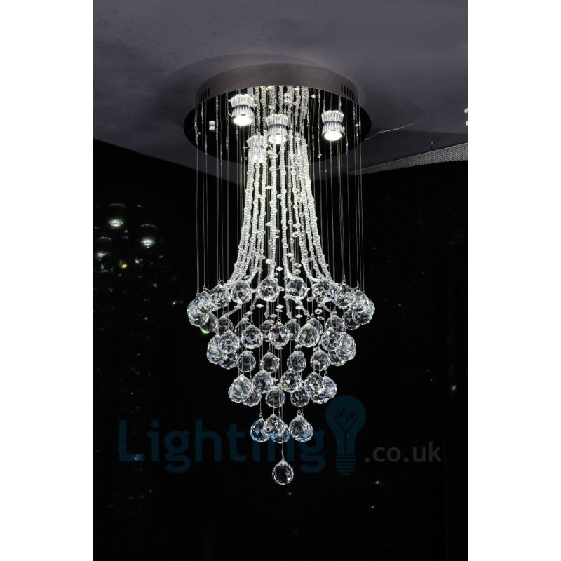 Lámpara de techo empotrada redonda de cristal K9 moderna de 4 luces