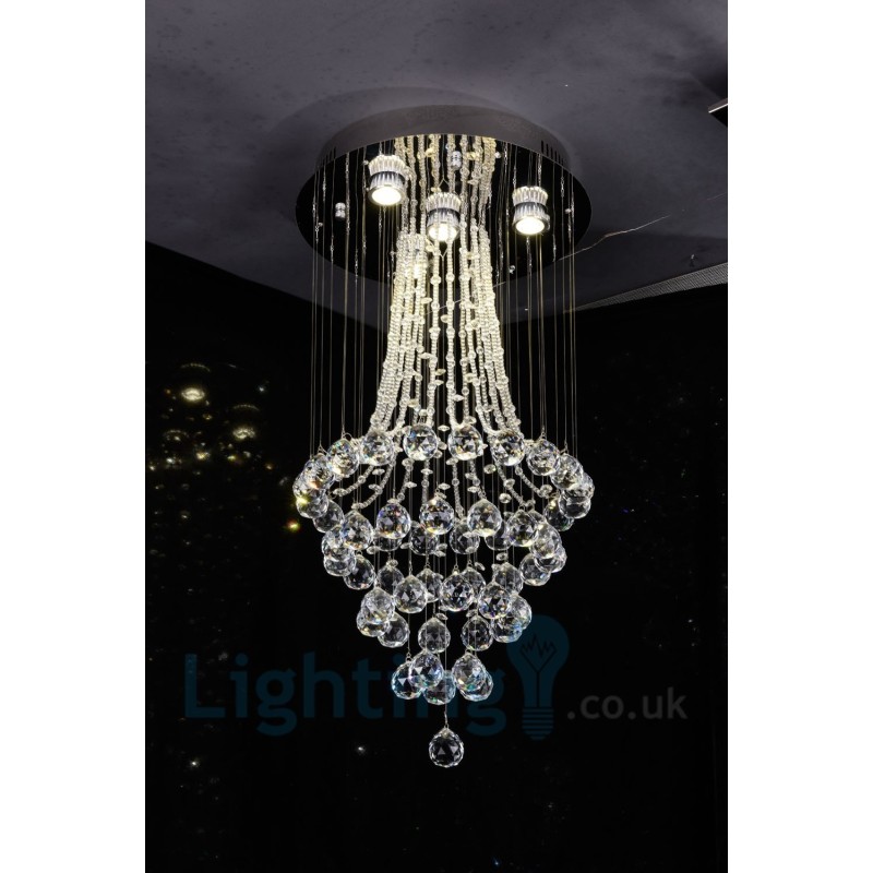 Lámpara de techo empotrada redonda de cristal K9 moderna de 4 luces