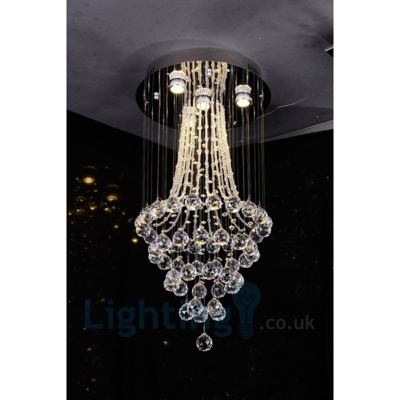 Lámpara de techo empotrada redonda de cristal K9 moderna de 4 luces
