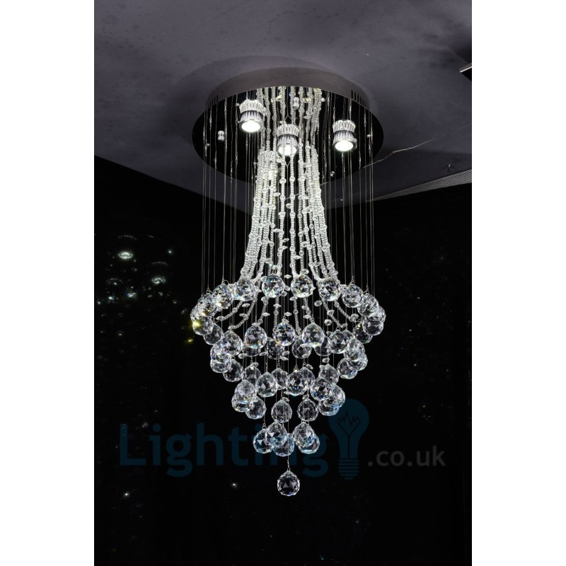 Lámpara de techo empotrada redonda de cristal K9 moderna de 4 luces