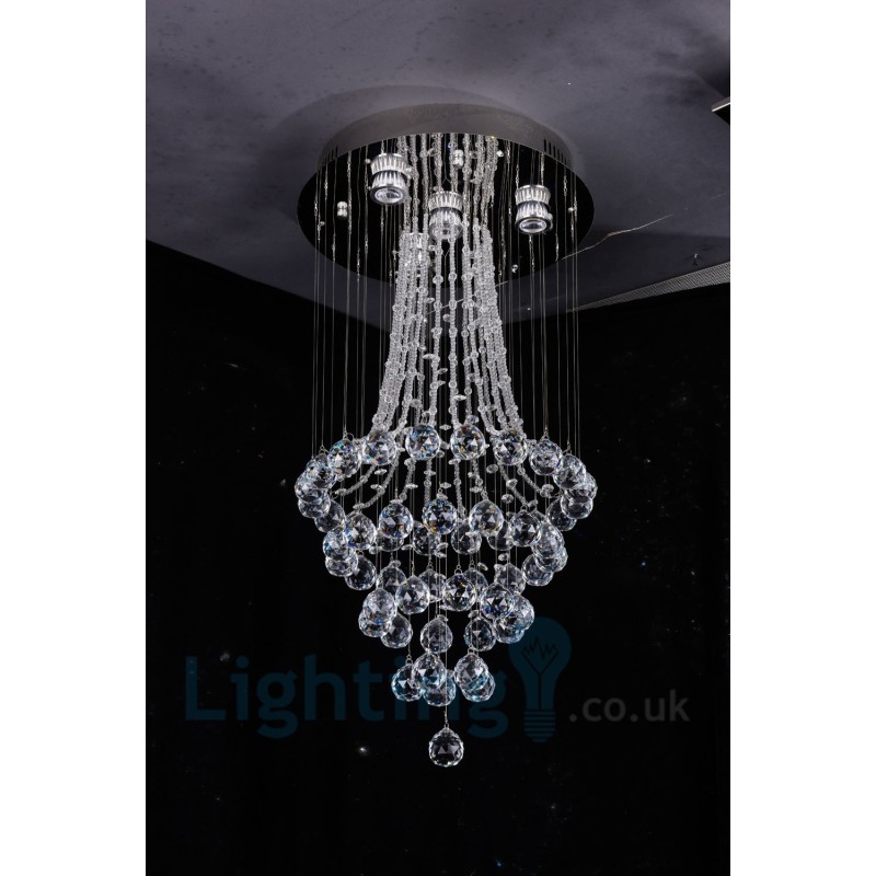 Lámpara de techo empotrada redonda de cristal K9 moderna de 4 luces