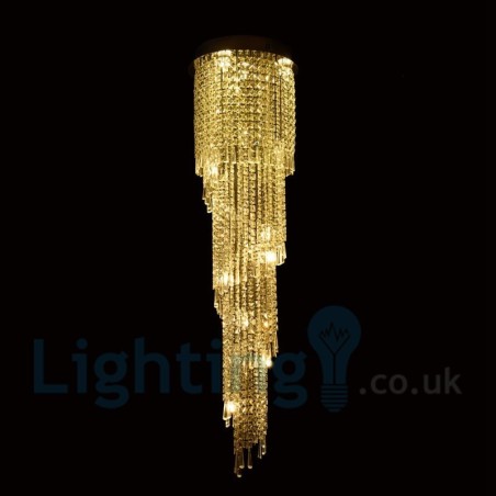 Lámpara de techo empotrada redonda de cristal K9 moderna, 4 GU10 + 8 G4, 150 cm de largo Lámpara de techo empotrada redonda de cristal K9 moderna, 4 GU10 + 8 G4, 150 cm de largo