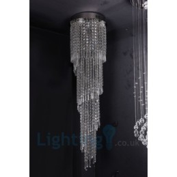 Lámpara de techo empotrada redonda de cristal K9 moderna, 4 GU10 + 8 G4, 150 cm de largo