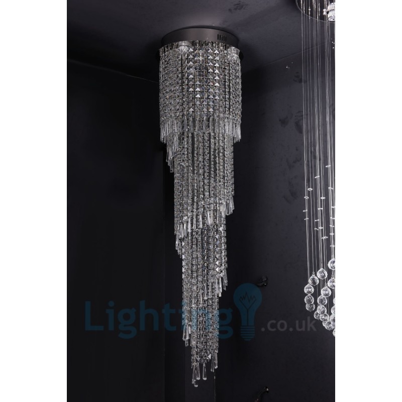 Lámpara de techo empotrada redonda de cristal K9 moderna, 4 GU10 + 8 G4, 150 cm de largo
