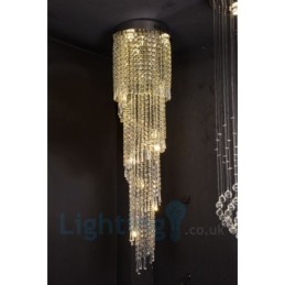 Lámpara de techo empotrada redonda de cristal K9 moderna, 4 GU10 + 8 G4, 150 cm de largo