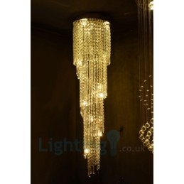 Lámpara de techo empotrada redonda de cristal K9 moderna, 4 GU10 + 8 G4, 150 cm de largo
