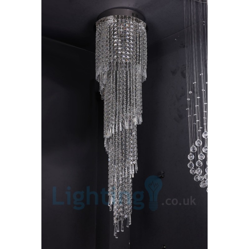 Lámpara de techo empotrada redonda de cristal K9 moderna, 4 GU10 + 8 G4, 150 cm de largo