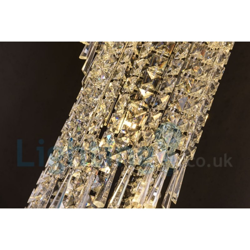 Lámpara de techo empotrada redonda de cristal K9 moderna, 4 GU10 + 8 G4, 150 cm de largo