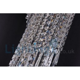 Lámpara de techo empotrada redonda de cristal K9 moderna, 4 GU10 + 8 G4, 150 cm de largo