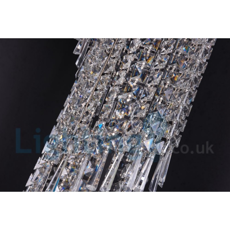 Lámpara de techo empotrada redonda de cristal K9 moderna, 4 GU10 + 8 G4, 150 cm de largo