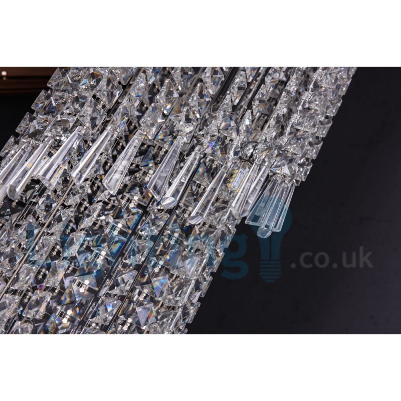 Lámpara de techo empotrada redonda de cristal K9 moderna, 4 GU10 + 8 G4, 150 cm de largo