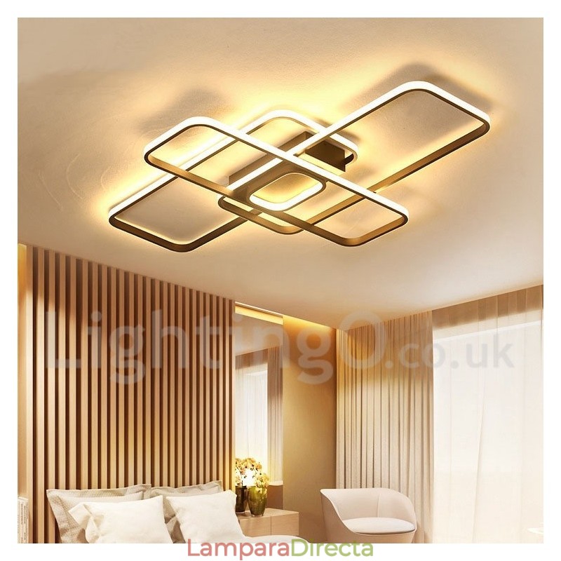 Lámpara de techo moderna y contemporánea de aluminio con acabado en pintura, empotrada con regulador de intensidad remoto. También se puede usar como lámpara de pared.