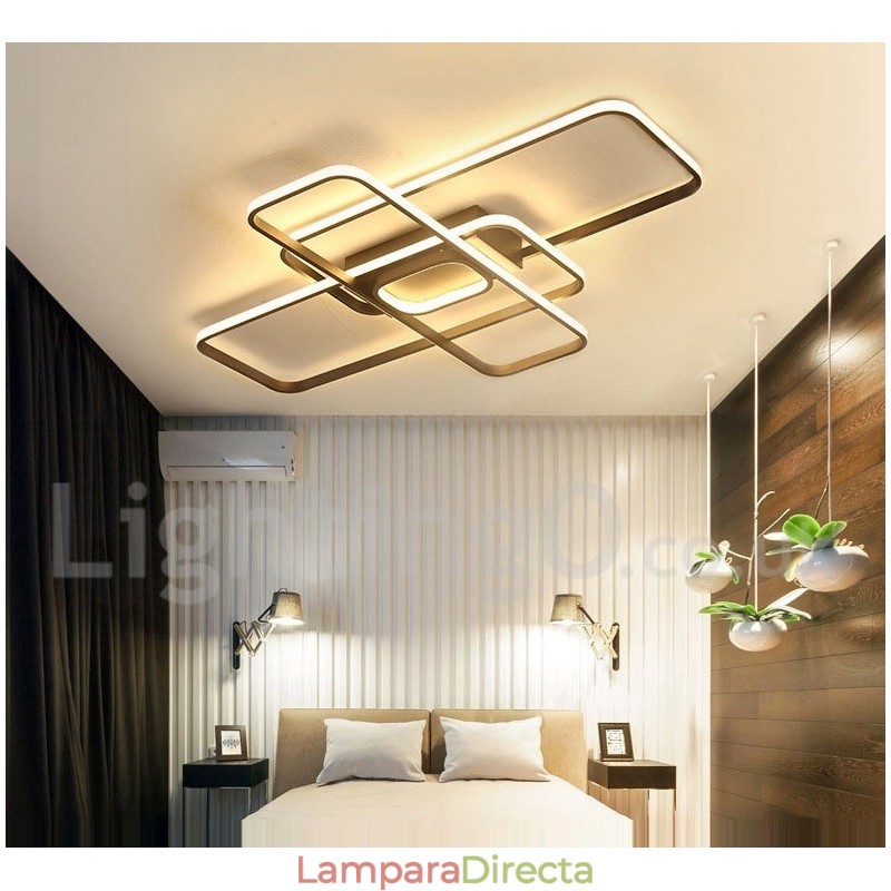 Lámpara de techo moderna y contemporánea de aluminio con acabado en pintura, empotrada con regulador de intensidad remoto. También se puede usar como lámpara de pared.