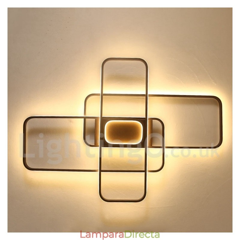 Lámpara de techo moderna y contemporánea de aluminio con acabado en pintura, empotrada con regulador de intensidad remoto. También se puede usar como lámpara de pared.