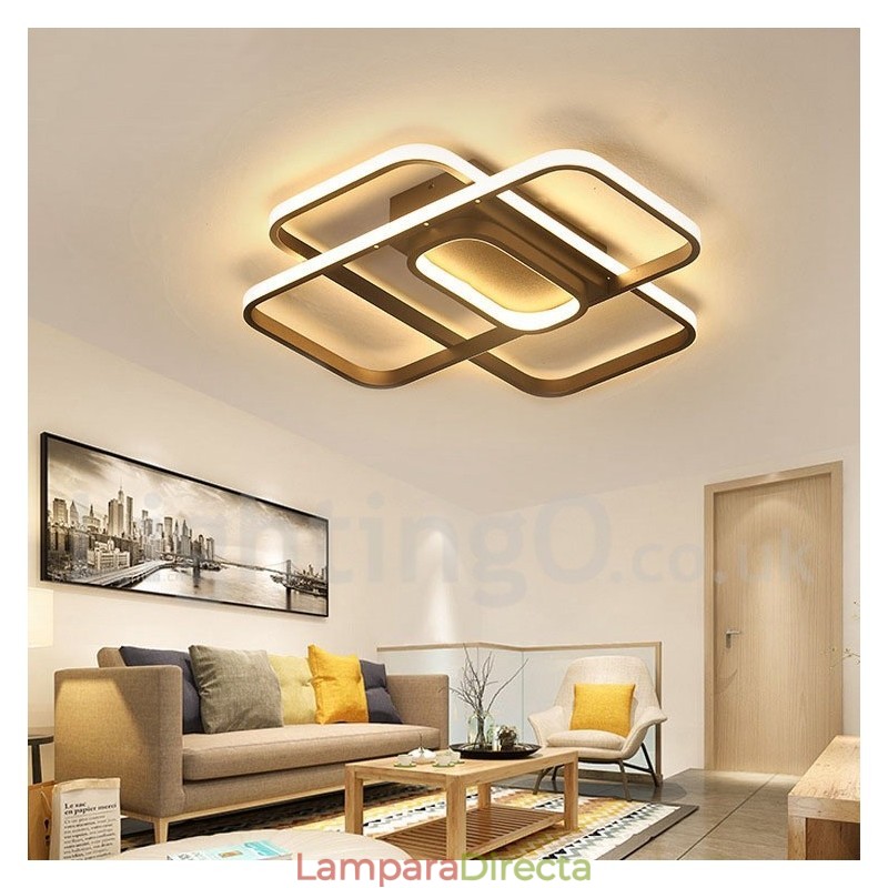Lámpara de techo moderna y contemporánea de aluminio con acabado en pintura, empotrada con regulador de intensidad remoto. También se puede usar como lámpara de pared.