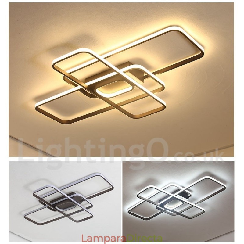 Lámpara de techo moderna y contemporánea de aluminio con acabado en pintura, empotrada con regulador de intensidad remoto. También se puede usar como lámpara de pared.