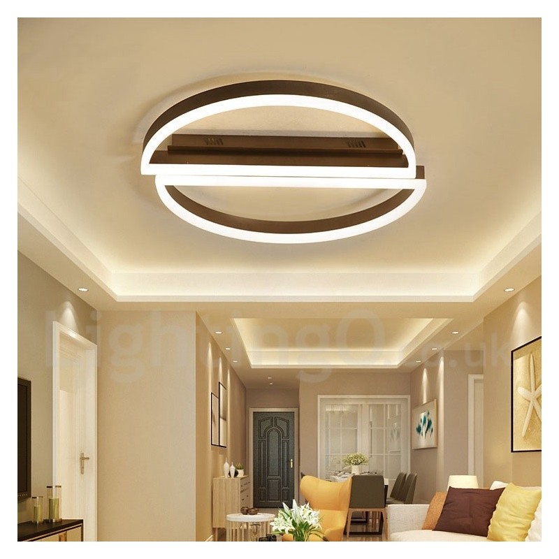Lámpara de techo redonda moderna y contemporánea de aluminio, empotrada, con regulador de intensidad remoto. También se puede usar como luz de pared.
