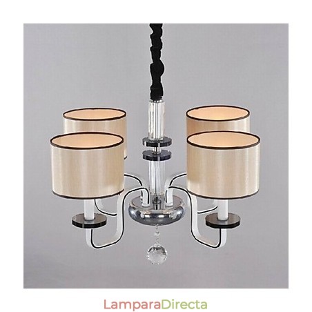 Lámpara de araña minimalista moderna con iluminación de tela y cristal Lámpara de araña minimalista moderna con iluminación de tela y cristal