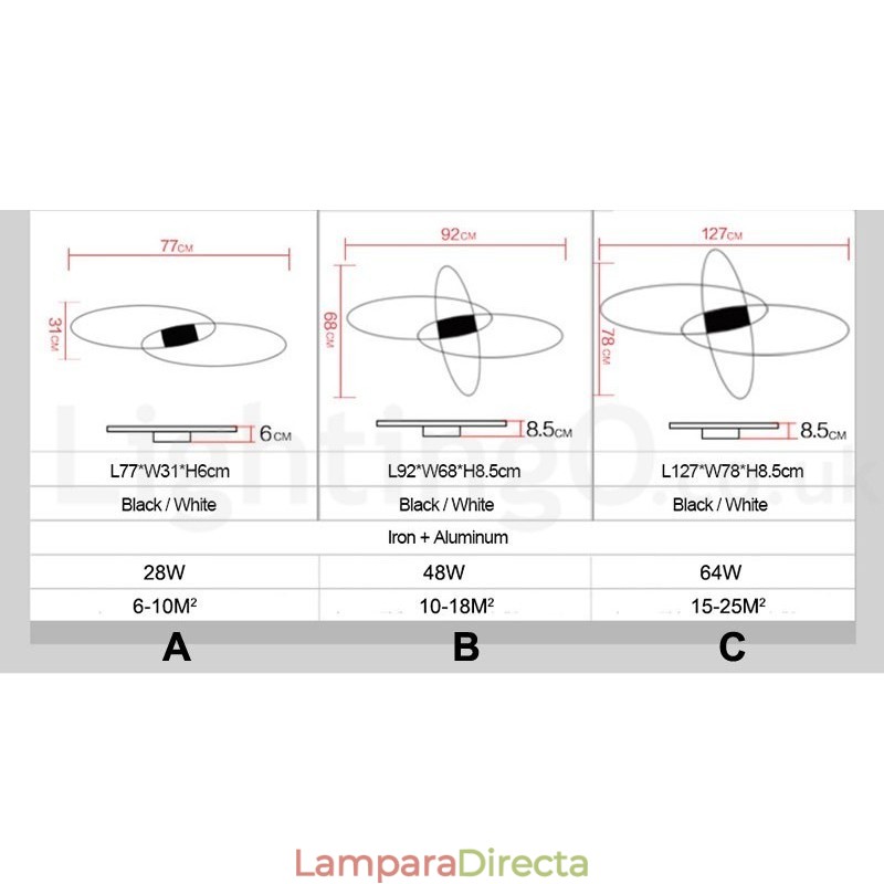 Lámpara de techo moderna y contemporánea de aluminio ovalada regulable, lámpara empotrada para sala de estar y dormitorio. También se puede usar como luz de pared.