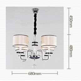 Lámpara de araña minimalista moderna con iluminación de tela y cristal