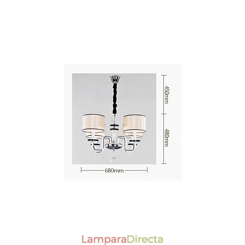 Lámpara de araña minimalista moderna con iluminación de tela y cristal