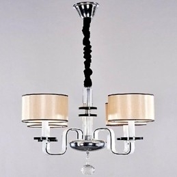 Lámpara de araña minimalista moderna con iluminación de tela y cristal