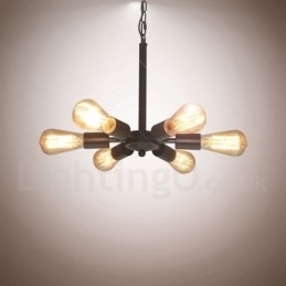 Lámpara colgante rústica retro vintage negra de 6 luces