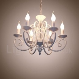 Lámpara colgante rústica retro vintage de 6 luces, color blanco y negro