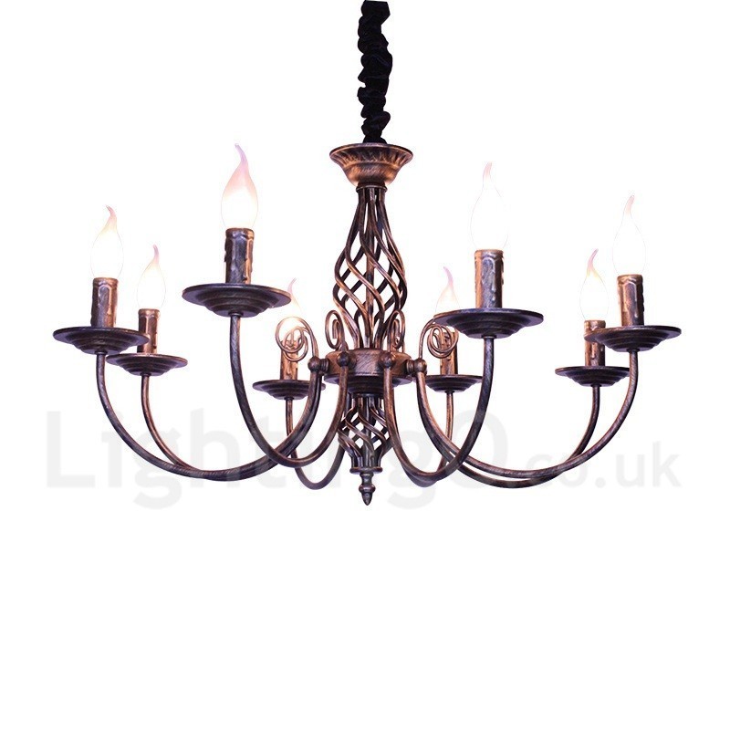 Lámpara colgante rústica retro vintage de 6 luces, color blanco y negro