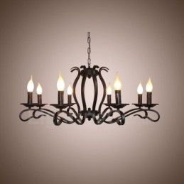 Lámpara colgante rústica retro vintage negra de 8 luces