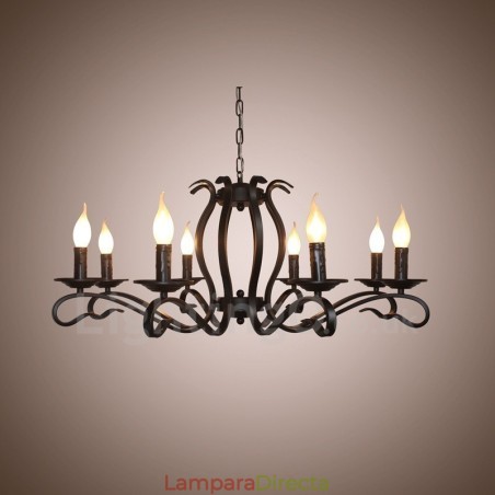 Lámpara colgante rústica retro vintage negra de 8 luces Lámpara colgante rústica retro vintage negra de 8 luces