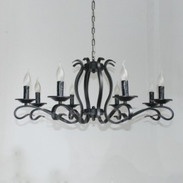 Lámpara colgante rústica retro vintage negra de 8 luces