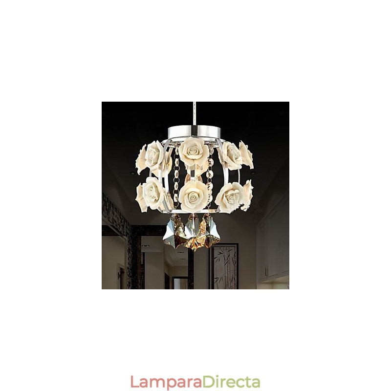 Lámpara de araña de cristal moderna contemporánea, farol de metal, 1 luz