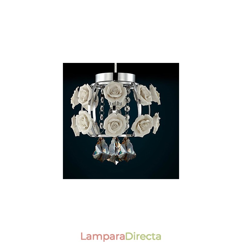 Lámpara de araña de cristal moderna contemporánea, farol de metal, 1 luz