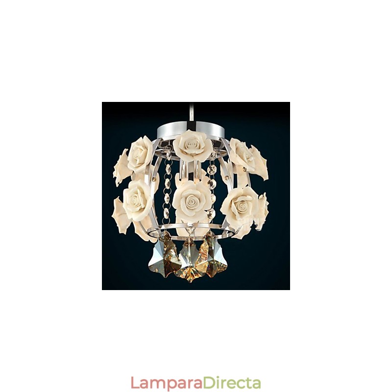 Lámpara de araña de cristal moderna contemporánea, farol de metal, 1 luz