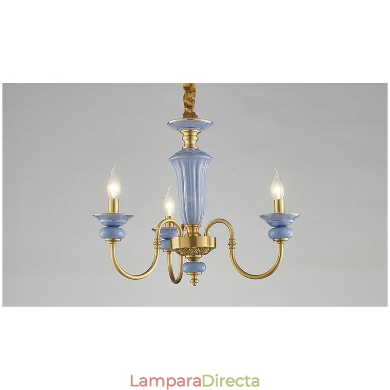 Lámpara colgante de vela de cerámica de latón retro vintage