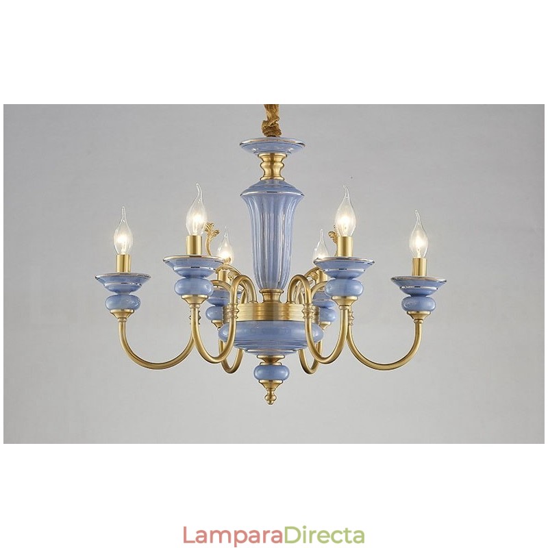 Lámpara colgante de vela de cerámica de latón retro vintage