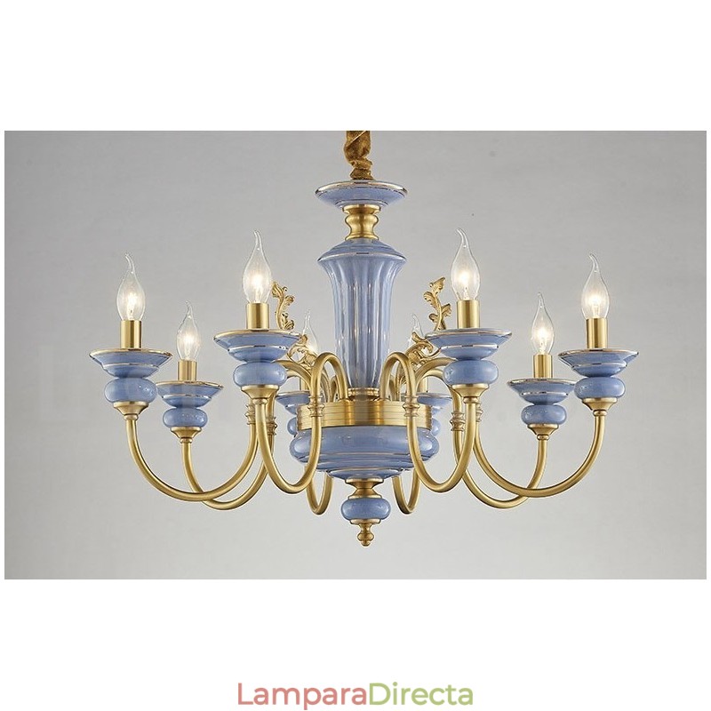 Lámpara colgante de vela de cerámica de latón retro vintage
