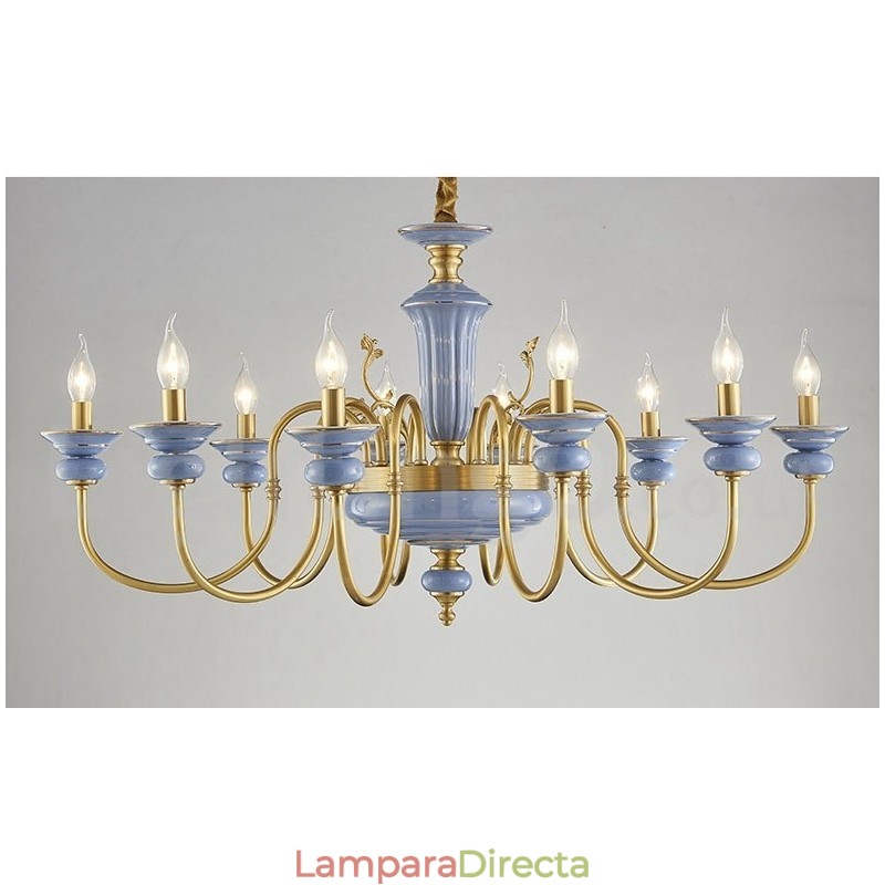 Lámpara colgante de vela de cerámica de latón retro vintage