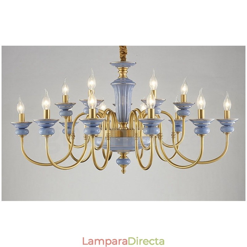 Lámpara colgante de vela de cerámica de latón retro vintage