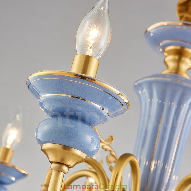 Lámpara colgante de vela de cerámica de latón retro vintage