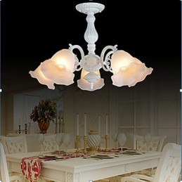 Lámpara empotrada de cinco luces, estilo retro europeo clásico, color blanco