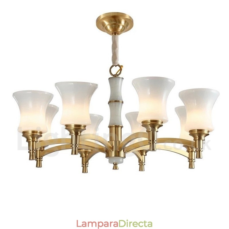 Lámpara colgante de latón puro, estilo rústico, retro, vintage, con pantallas de cristal.