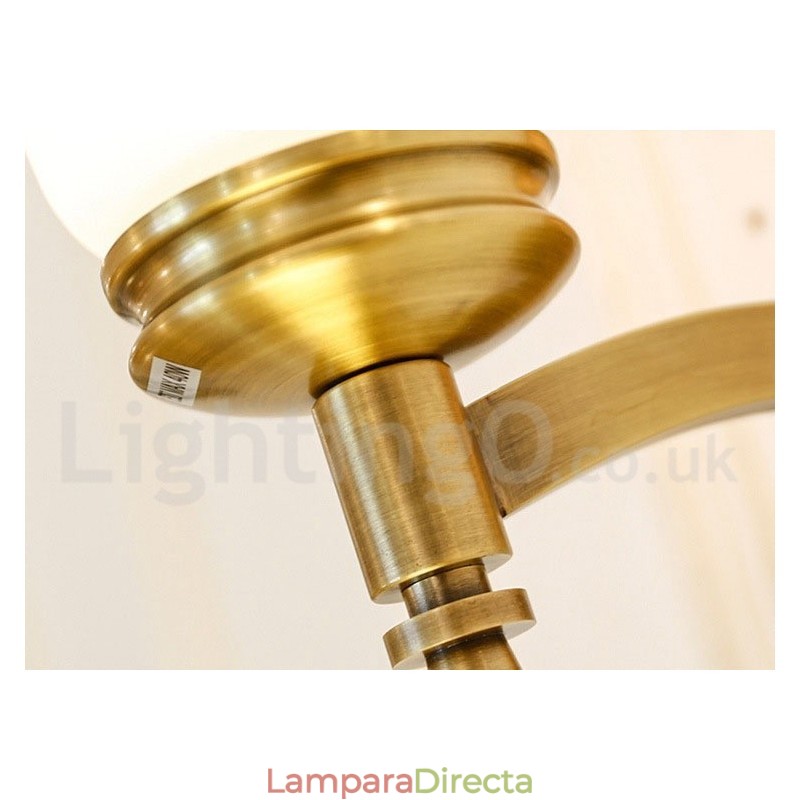 Lámpara colgante de latón puro, estilo rústico, retro, vintage, con pantallas de cristal.