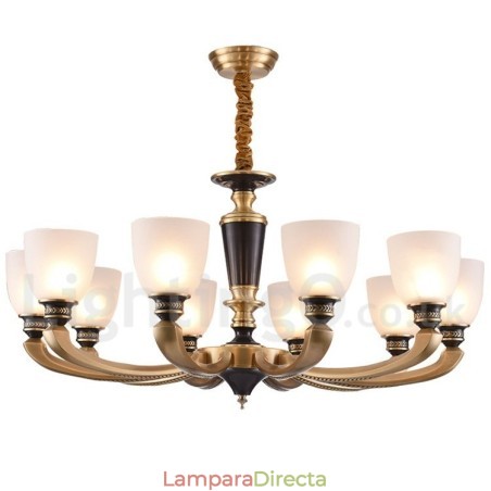 Lámpara colgante de latón puro, estilo rústico, retro, vintage, con pantallas de cristal. Lámpara colgante de latón puro, estilo rústico, retro, vintage, con pantallas de cristal.